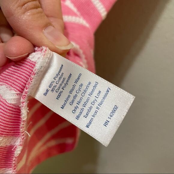 Sail To Sable Pink White Striped Short Sleeve Fit Flare Mini Dress Womens XS STS - Picture 5 of 8